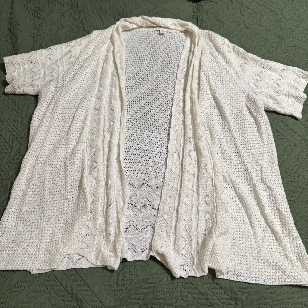 Westport 1962 Women's White Open-Front Cartigan size 2X